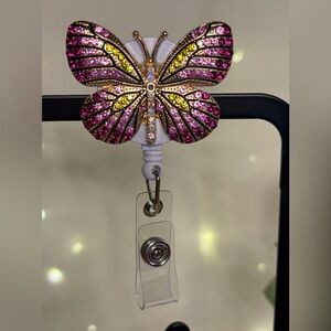 Pink and Yellow Butterfly Badge Reel
